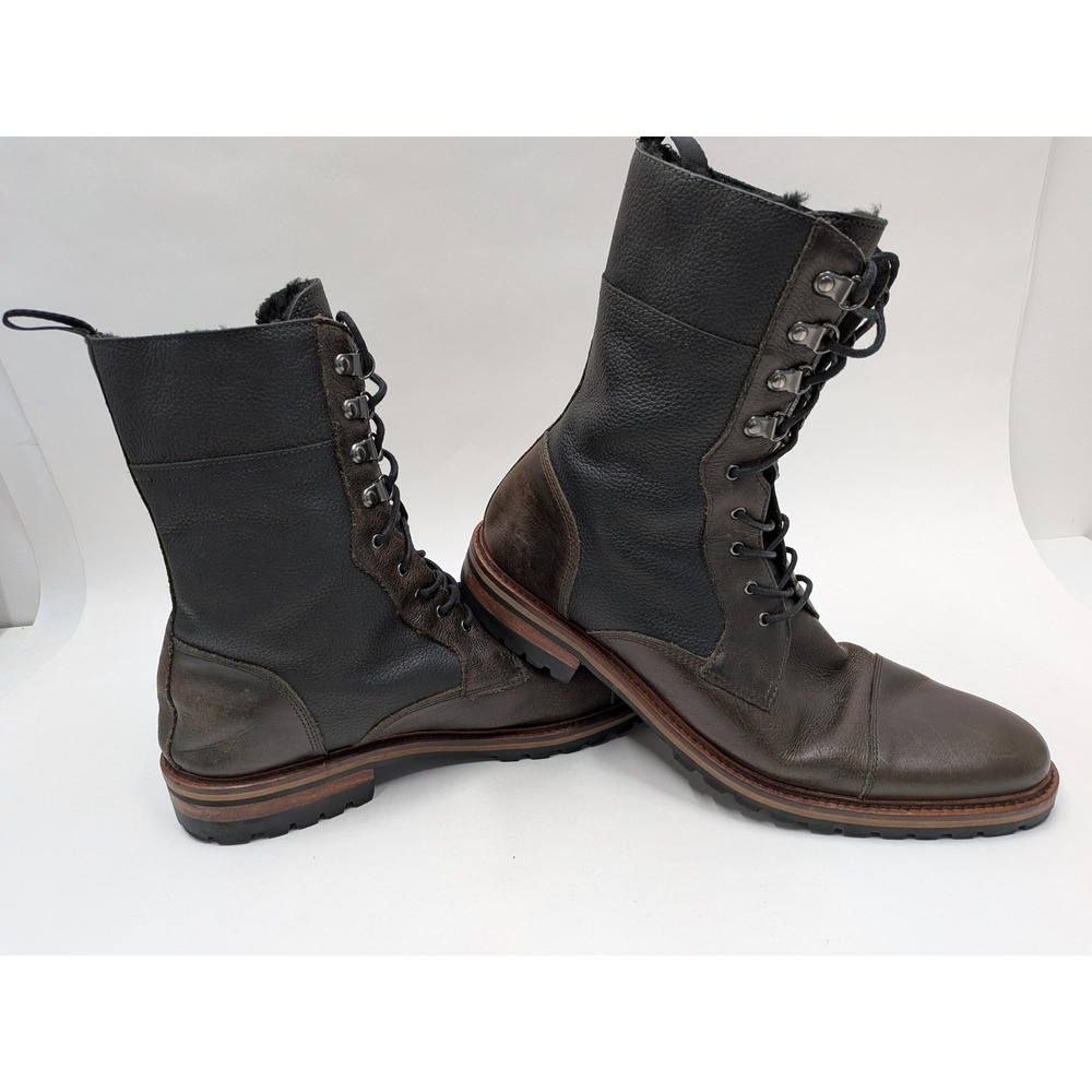 Banana Republic Men's Size 11 Leather Black Lace Up Shearling Lined Combat Boots